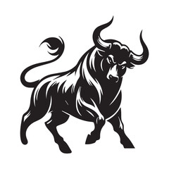 Fototapeta premium Angry bull mascot ready to attack In Black and white