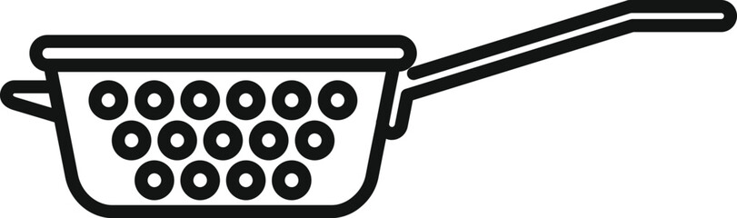 Colander pot icon outline vector. Drain object. Metallic element drainer