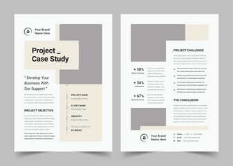 Case Study Flyer Design vector template, Business Case Study Booklet Layout, Double Side Flyer