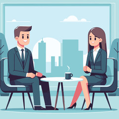 illustration of meeting with work partner