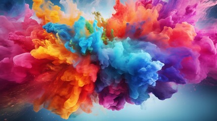 Explosion of colors out of an artist in concept of creative and art inspiration. Element of...