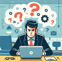 illustration of a businessman working with mind