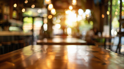 Fototapeta premium A blurry image of a restaurant with tables and chairs