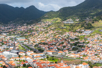 Canical cityscape, aerial drone view.  Madeira Island, Portugal