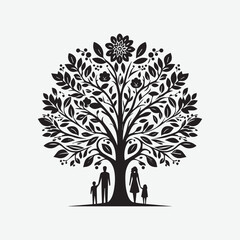 A Family tree. vector black tree of live icon on white background.