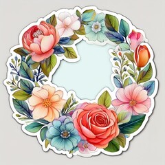 Circular Floral Wreath Stickers inspired by lush garden parties