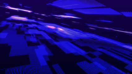 Futuristic hi-tech illustration. Concept of data transmission in cyberspace. Science technology background. Matrix. Binary code. Big data visualization. 3D rendering