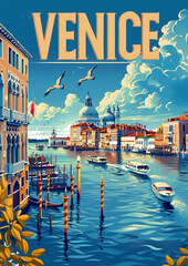 Venice poster with text VENICE in cinzel font