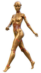 3D Rendering Female Robot on White