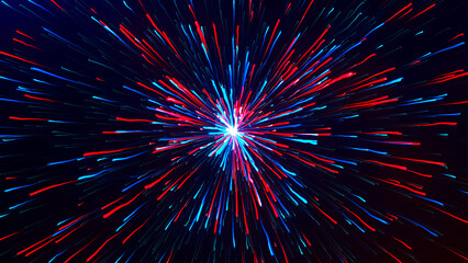 Abstract geometric background of radial lines. Explosive star. Movement effect. Glowing Lines concept tunnel background animation. 4k footage.