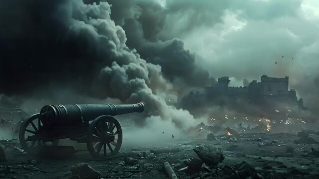 Siege Artillery: Monochrome Castle Defense. Concept Military History, Artillery Development, Siege Tactics, Castle Defense, Monochrome Art