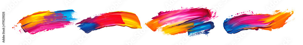 Aufkleber a row of colorful brush strokes on a white background set of png elements.
