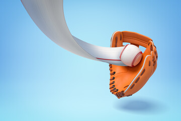 3d rendering of baseball bat and ball with trail on blue background