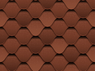 Roof tiles seamless pattern brown color vector