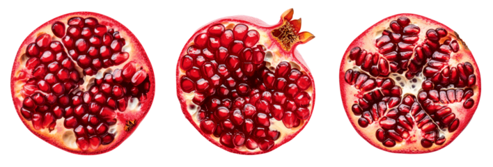 Three slices of red fruit with a star in the middle Set of png elements.