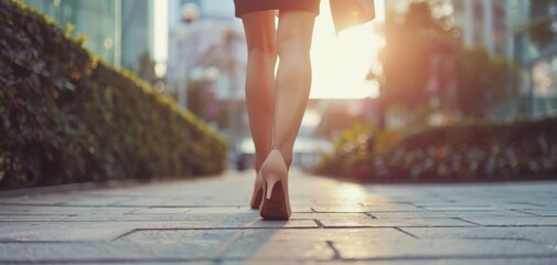 Businesswoman Walking Confidently in High Heels.