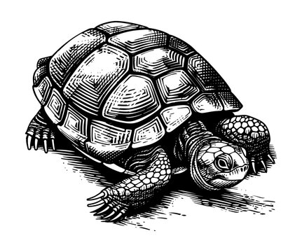 recommend clip art: land turtle engraving black and white outline