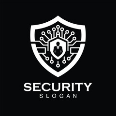 technology shield security logo design template element