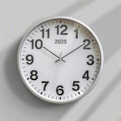 Minimalist New Year 2025, simple countdown clock, stark celebration, elegance