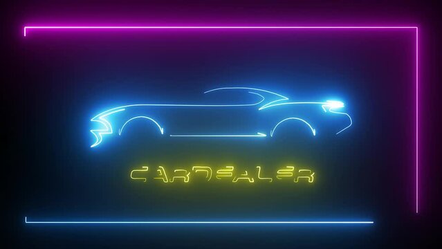 car dealer logo neon light effect green screen background