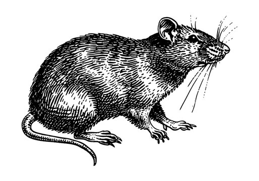 recommend clip art: rat engraving black and white outline