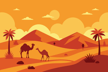 Background Wild Life Beautiful Nature Desert Camel vector design