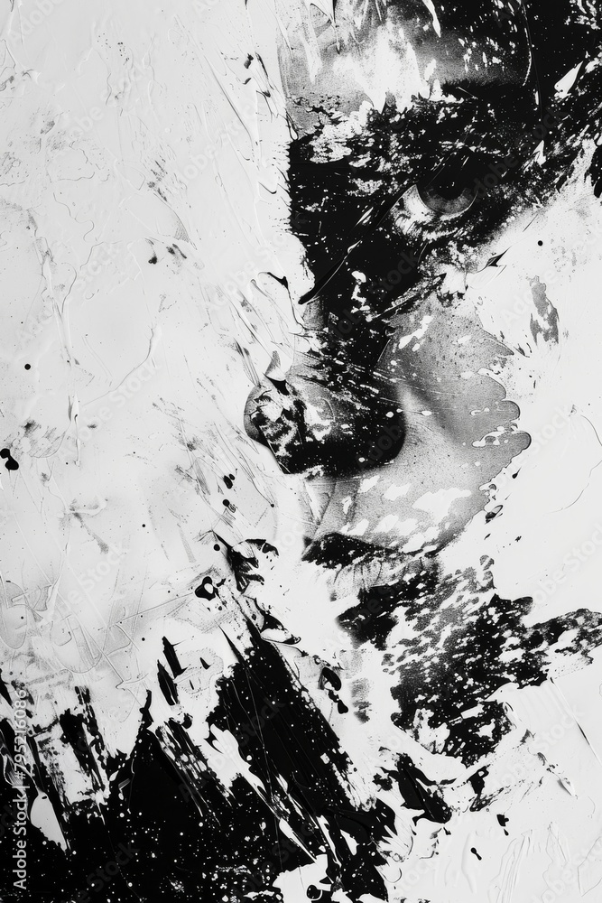 Leinwandbilder this monochromatic image captures the contrast of black paint smeared and splattered against a white