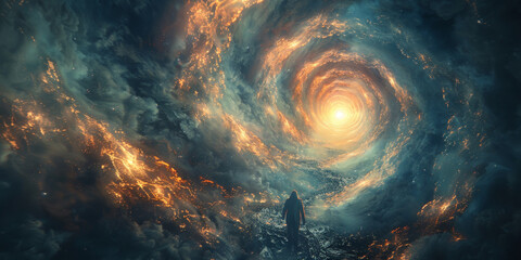 tunnel of light, fantasy background, clouds tunnel with sun rays - obrazy, fototapety, plakaty