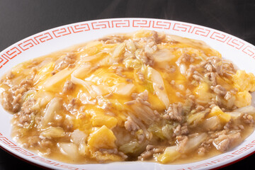 白菜とひき肉のたまごあんかけご飯