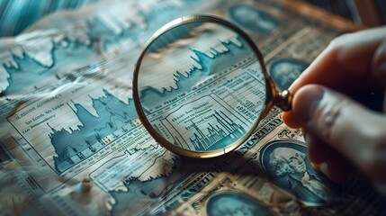 Historical Inflation Trends Analyzed Through a Detailed Financial Chart Viewed Under a Magnifying Glass