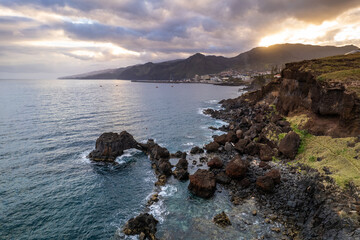 Elephant Rock formation in Madeira, Portugal at sunset