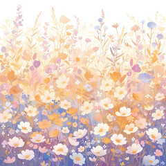 Bright and Vibrant Flowers in a Field of Colorful Blossoms: An Upbeat and Joyous Nature Scene