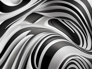 Abstract background with wavy black and white lines 