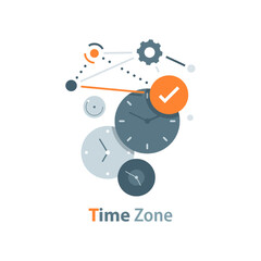 time zones different cities. Black and white watch on a menthol background