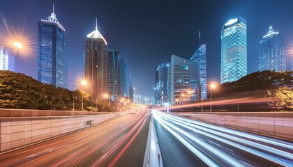 Fototapeta na wymiar City Lights in Motion: Abstract Speed Night Scene