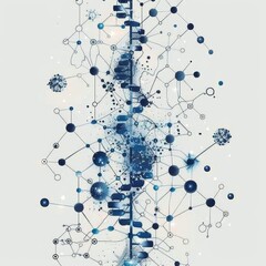 A blue and white abstract image of a double helix.