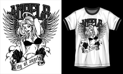 City of Angeles sexy girls t-shirt design