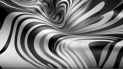 Abstract background with wavy black and white lines 