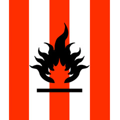 Flammable solid icon on red and white background