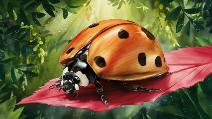 ladybug on a leaf, AI Generative