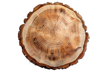 round wooden tree slice isolated