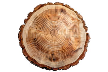 round wooden tree slice isolated
