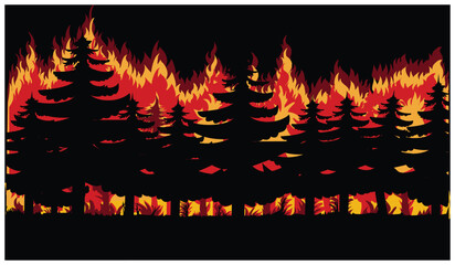 Illustration of a burning on a background of yellow and red. large and big fire illustration design. Fire background element. Fire element background for your design needs