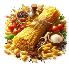 cartoon pasta and vegetables isolated on white bacckground,cartoon pasta and vegetables isolated on white background