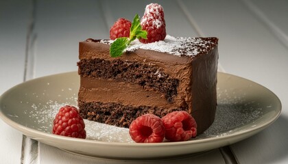 chocolate cake with raspberries