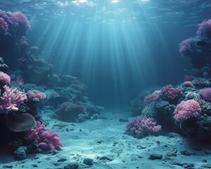 Underwater coral reef with colorful fish - obrazy, fototapety, plakaty