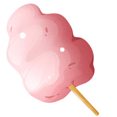 Pink cotton candy on stick