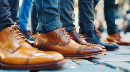 A captivating lineup of sleek mens business shoes, each exuding class and sophistication