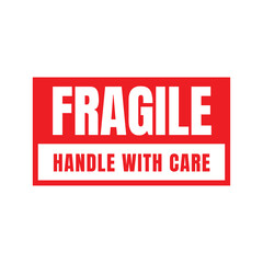 Sticker fragile handle with care vector. warning label, fragile label with broken glass symbol, vector