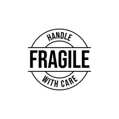 Sticker fragile handle with care vector. warning label, fragile label with broken glass symbol, vector